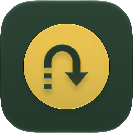 The Backtrail icon: a trail that turns back towards home, on a yellow waymark disc.